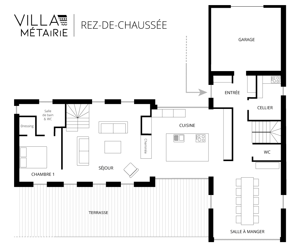 Villa Métairie - Plan du rez-de-chaussée