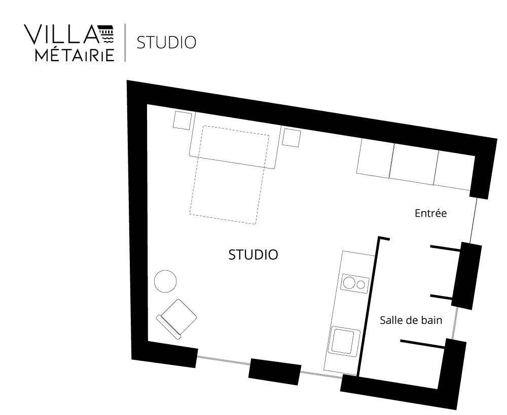 Villa Métairie - Plan du studio